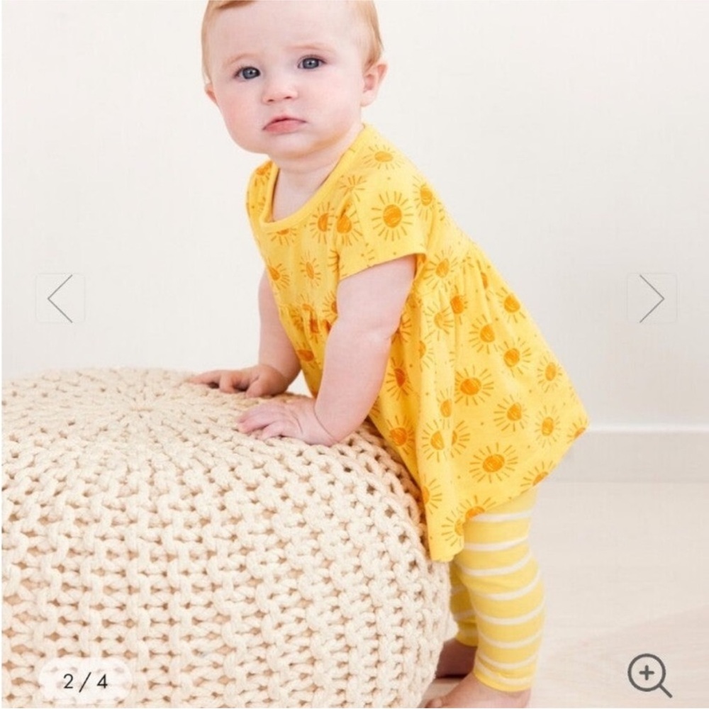 Hanna Andersson Soft Cotton Dress Yellow Sunshine Day Print Toddler Size 3T
